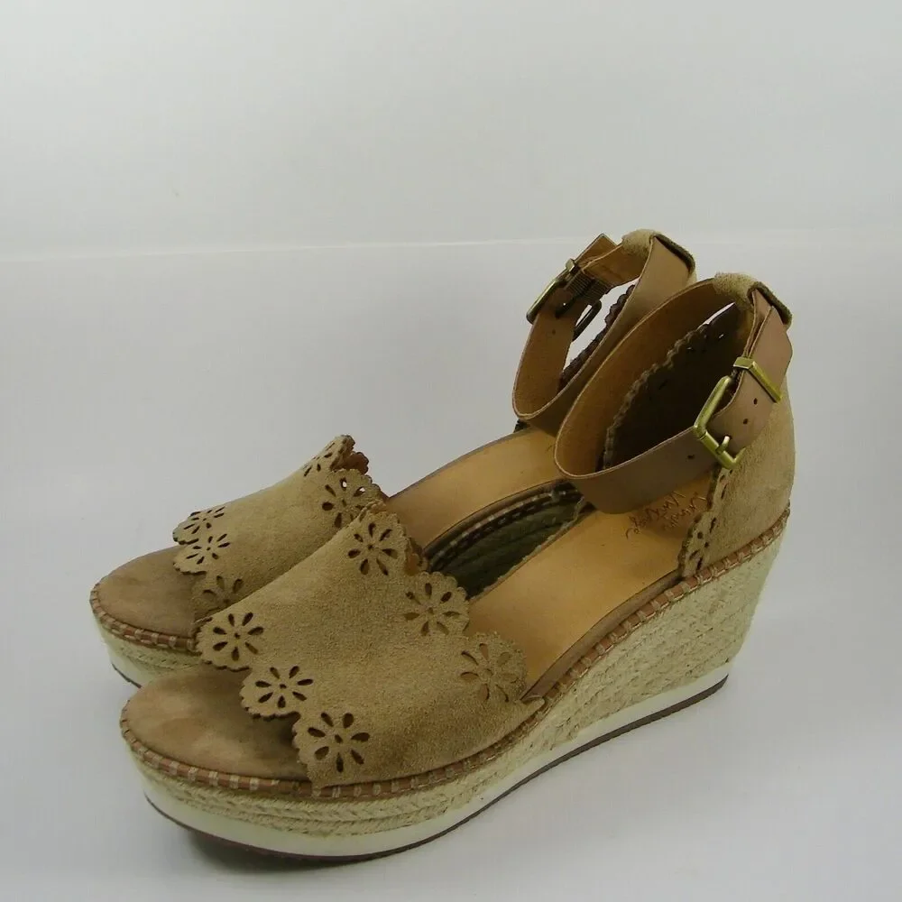 Crown Vintage Women's Wedge Espadrilles Platform Sandals Beige Size 11M